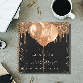 ゲストブックベビーシャワーブラック金ゴールドグリッター名 ノートブック
