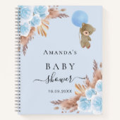 ゲストブックベビーシャワーブルーテディパンパスグラス ノートブック (正面)