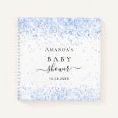 ゲストブックベビーシャワーブルーボーイグリッターダスト ノートブック (正面)
