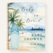 ゲストブックベビーシャワーベビーオンボードサーフボード ノートブック (正面)