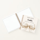 ゲストブックベビーシャワーベージュクリームボウ ノートブック (内部)