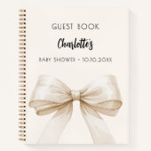 ゲストブックベビーシャワーボウベージュクリーム ノートブック (正面)