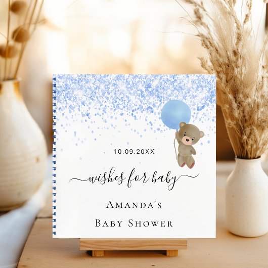 ゲストブックベビーシャワーボーイブルーテディベア ノートブック