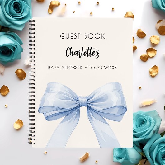 ゲストブックベビーシャワーボーブルーベージュクリームボーイ ノートブック