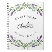 ゲストブックベビーシャワーラベンダーバイオレットユーカリ ノートブック (正面)