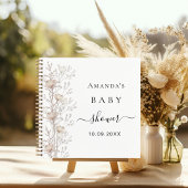 ゲストブックベビーシャワーワイルドフラワーベージュクリーム ノートブック