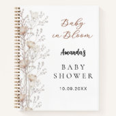 ゲストブックベビーシャワーワイルドフラワーベージュクリーム ノートブック (正面)
