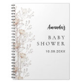 ゲストブックベビーシャワーワイルドフラワーベージュクリーム ノートブック (正面)