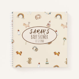ゲストブックベビーシャワー水彩動物 ノートブック