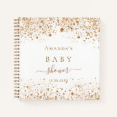 ゲストブックベビーシャワー白金ゴールドグリッター名 ノートブック (正面)