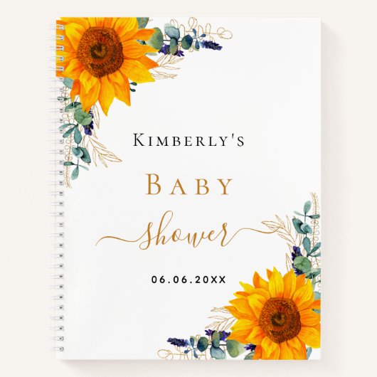 ゲストブックベビーシャワーeucalyptusひまわり ノートブック (正面)