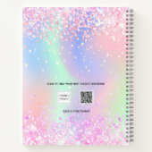 ゲストブックホログラフィックピンクパープルキンセアニェラ ノートブック (裏面)