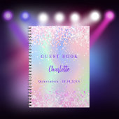 ゲストブックホログラフィックピンクパープルキンセアニェラ ノートブック