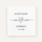 ゲストブックホワイトmr mrsハート結婚スクリプト ノートブック (正面)