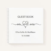 ゲストブックホワイトmr mrsハート結婚スクリプト ノートブック (正面)