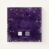 ゲストブックマスカレード紫のグリッター誕生日 ノートブック (裏面)