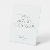ゲストブックミニマリスト白黒スクリプト 台座サイン (正面)