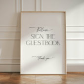 ゲストブックミニマリスト白黒スクリプト 台座サイン