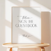 ゲストブックミニマリスト白黒スクリプト 台座サイン