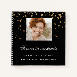 ゲストブックメモリアルフォトブラック金ゴールドハート ノートブック