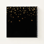 ゲストブックメモリアルフォトブラック金ゴールドハート ノートブック (裏面)