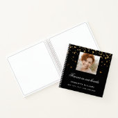 ゲストブックメモリアルフォトブラック金ゴールドハート ノートブック (内部)