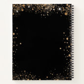 ゲストブックメモリアルブラック金ゴールドグリッター写真 ノートブック (裏面)