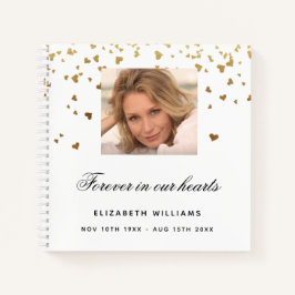 ゲストブックメモリアル写真ホワイト金ゴールドハート ノートブック