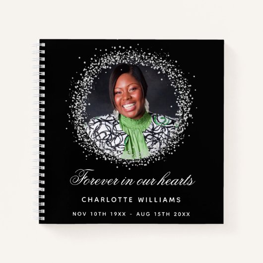 ゲストブックメモリアル写真黒銀 ノートブック (正面)