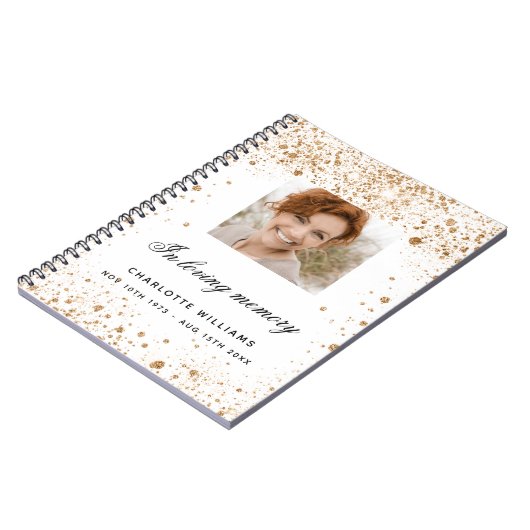 ゲストブックメモリアル白金ゴールドグリッター写真 ノートブック (左側)