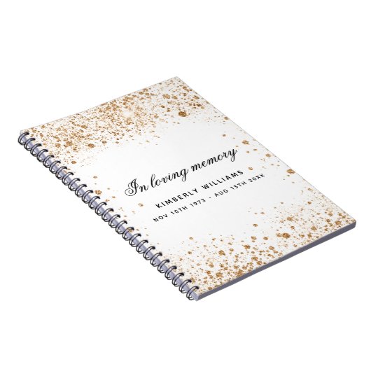 ゲストブックメモリアル白金ゴールドグリッター名スクリプト ノートブック (右側)
