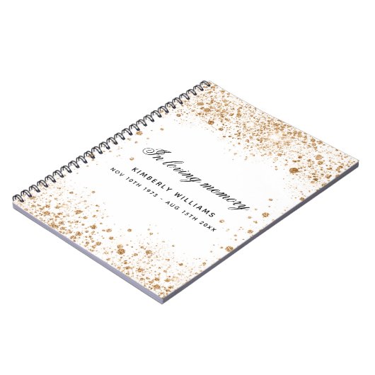 ゲストブックメモリアル白金ゴールドグリッター名スクリプト ノートブック (左側)