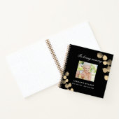 ゲストブックメモリアル葬儀エカリプタスブラック金ゴールド ノートブック (内部)
