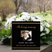 ゲストブックメモリアル葬儀ブラックフォト祈りの言葉 ノートブック