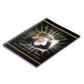 ゲストブックメモリアル葬儀ブラック金ゴールド写真 ノートブック (左側)