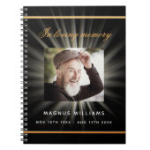 ゲストブックメモリアル葬儀ブラック金ゴールド写真 ノートブック (正面)