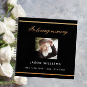 ゲストブックメモリアル葬儀ブラック金ゴールド写真 ノートブック