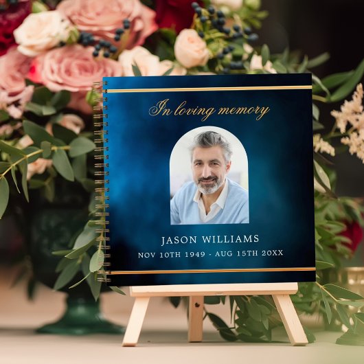 ゲストブックメモリアル葬儀ブルースカイ写真アーチ ノートブック