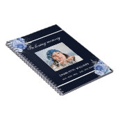 ゲストブックメモリアル葬儀ブルーフローラ写真 ノートブック (右側)