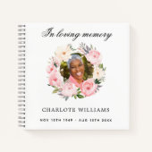 ゲストブックメモリアル葬儀ホワイトフォト花模様 ノートブック (正面)