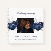 ゲストブックメモリアル葬儀ホワイトブルー写真 ノートブック (正面)