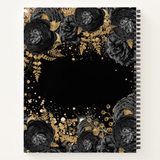 ゲストブックメモリアル黒金ゴールドフローラ葬儀 ノートブック (裏面)