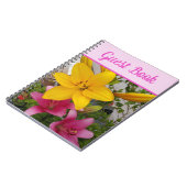 ゲストブックリリービューティフルピンクフローラ花 ノートブック (左側)
