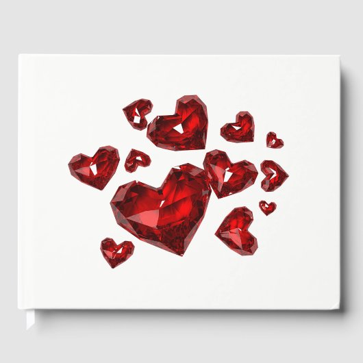 ゲストブックレッド宝石ハート ゲストブック (正面)