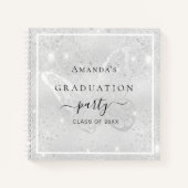 ゲストブック卒業シルバーバタフライグリッター ノートブック (正面)