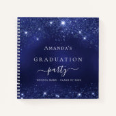 ゲストブック卒業ネイビーブルーグリッター2025 ノートブック (正面)