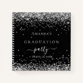 ゲストブック卒業ブラックシルバーグリッター2023 ノートブック (正面)