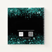 ゲストブック卒業ブラックティール（緑がかった色）グリーングリッター ノートブック (裏面)