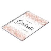 ゲストブック卒業式ホワイトローズ金ゴールドグリッター ノートブック (左側)