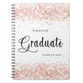 ゲストブック卒業式ホワイトローズ金ゴールドグリッター ノートブック (正面)